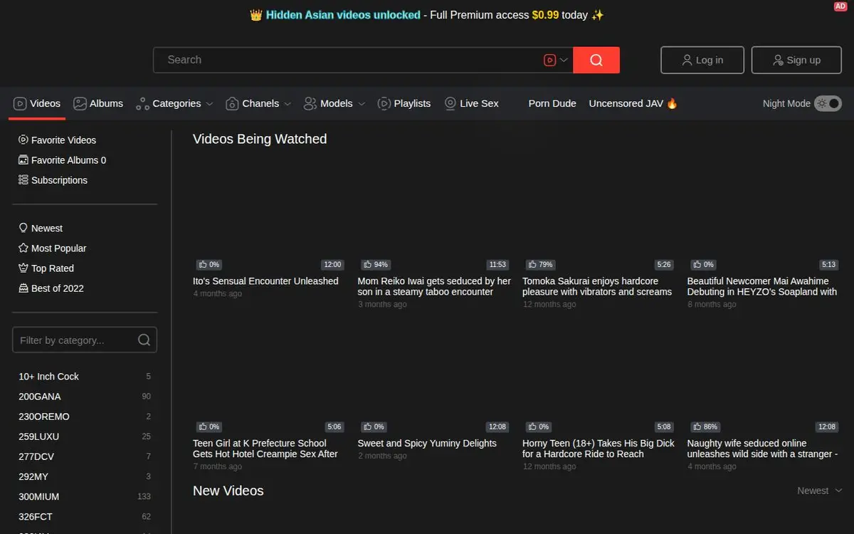 JAVHDTube home page, blurred