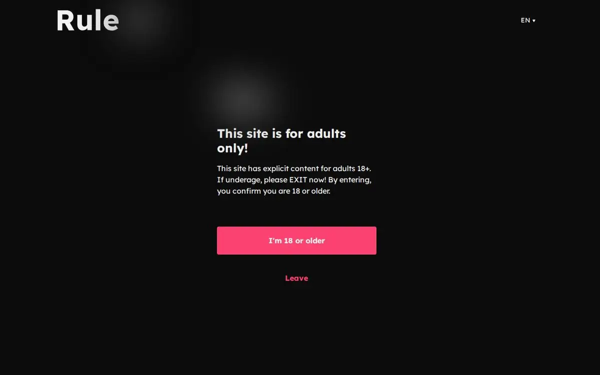 OnlyRule34 home page, blurred